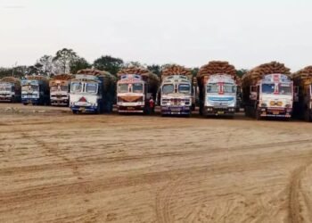 Line of 200 trucks loaded with paddy formed in this district, half-baked system exposed