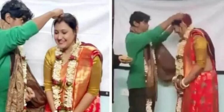 The student garlanded the female professor and filled it with vermillion! got married in the classroom