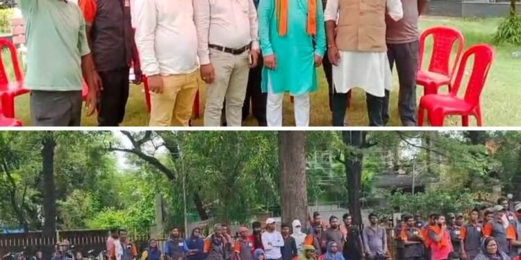 BJMTUC के तत्वाधान में बिलासपुर में हुआ सांकेतिक प्रदर्शन, सफाई कर्मियों के वेतन में विसंगतियों को लेकर हुआ प्रदर्शन