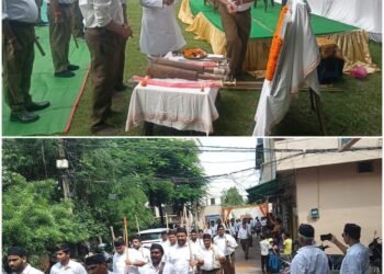 Amid thunderous chants of Bharat Mata ki Jai, the grand Vijayadashami procession commences in Raipur.