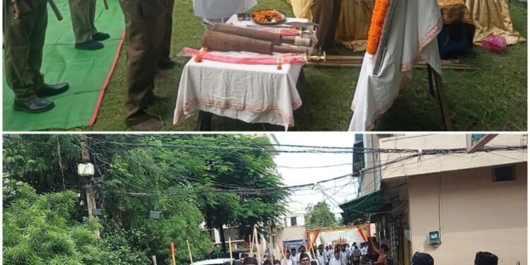 Amid thunderous chants of Bharat Mata ki Jai, the grand Vijayadashami procession commences in Raipur.