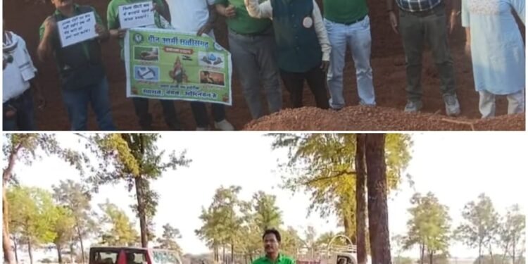 Green Army Chhattisgarh staged a protest against tree felling.
