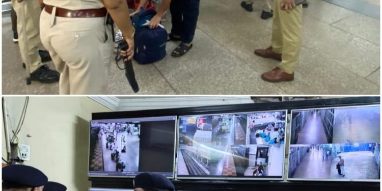 Joint mock drill of Raipur Commissionerate DCP Central Zone team with RPF GRP at Raipur Railway Station.