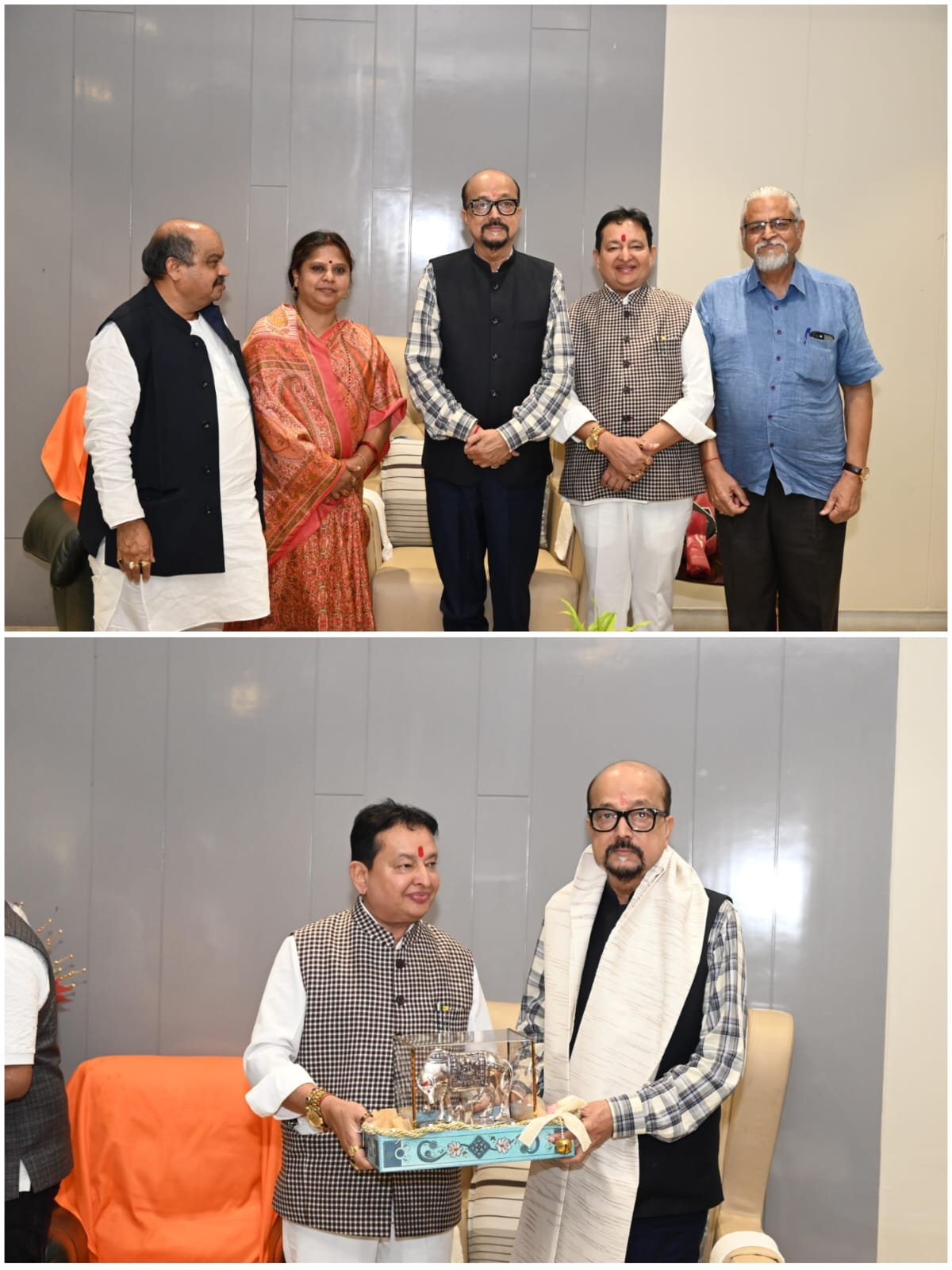 Governor Ramen Deka visits Basna; receives a grand welcome with a shower of flowers at MLA Dr. Sampat Agrawal’s residence, ‘Neelanchal Bhavan’.